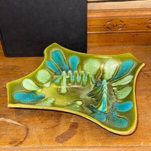 Handmade Ceramic Ashtray Tray in Green and Teal